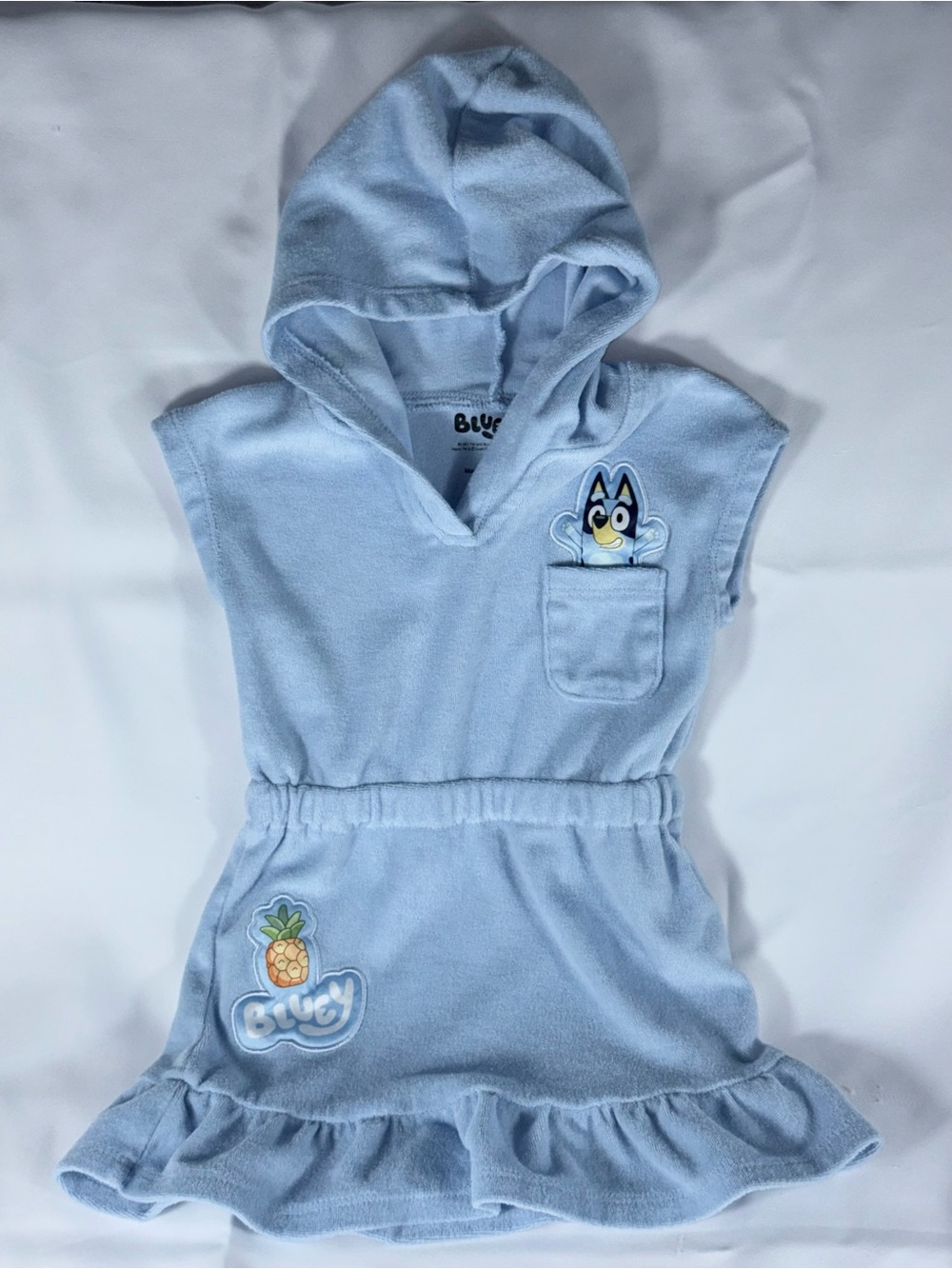 Bluey 2T Toddler Girl’s Pull-Over Hooded Appliqué Swim Cover-Up